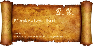 Blaskovics Ubul névjegykártya